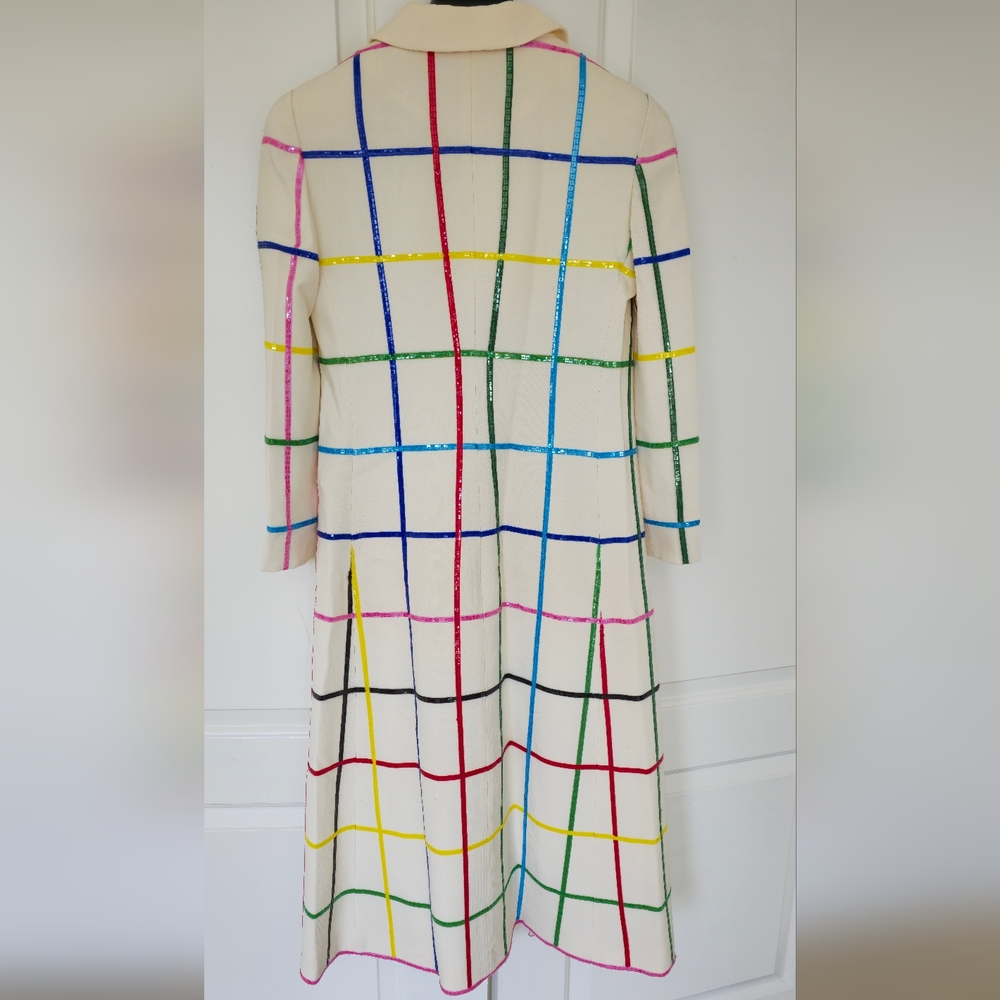 Mary Katrantzou Benatar Rainbow Grid Wool Coat In Multigrid